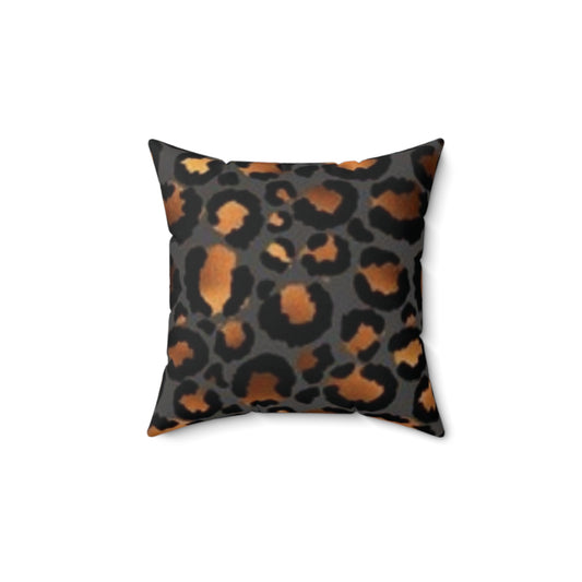 Faux Suede Square Leopard Print Pillow