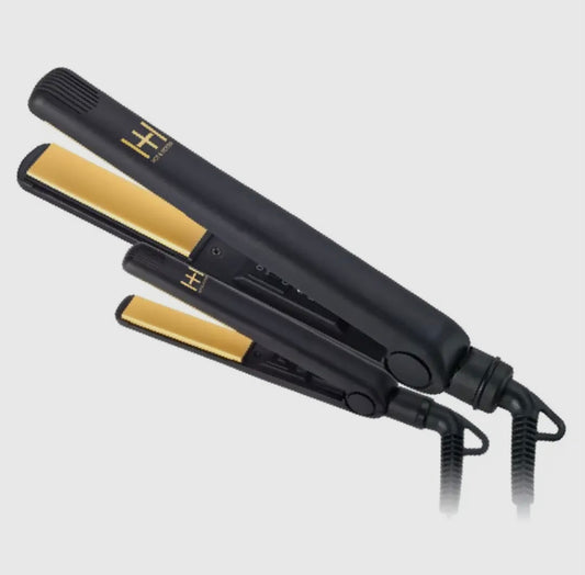12 Pieces Hot and Hotter Gold Ceramic Flat Iron 2-in-1 Combo